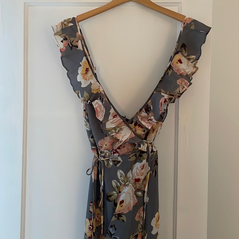 Long gray floral dress